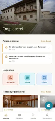Inicio de la app en euskera
