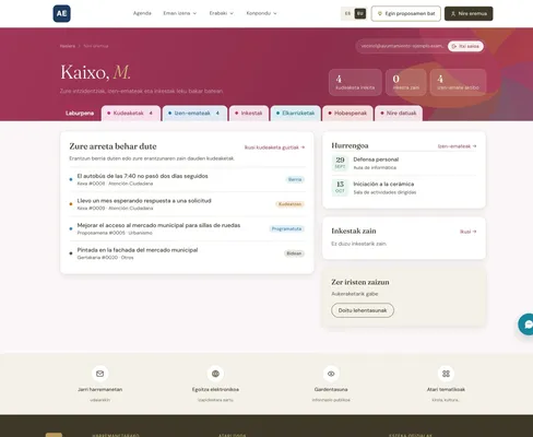 Área personal del portal en euskera