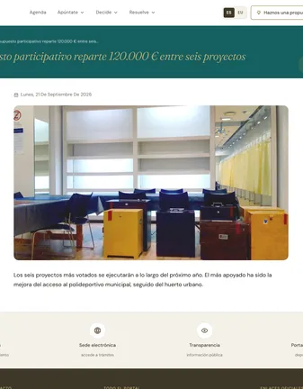 Noticia publicada en el portal del ayuntamiento